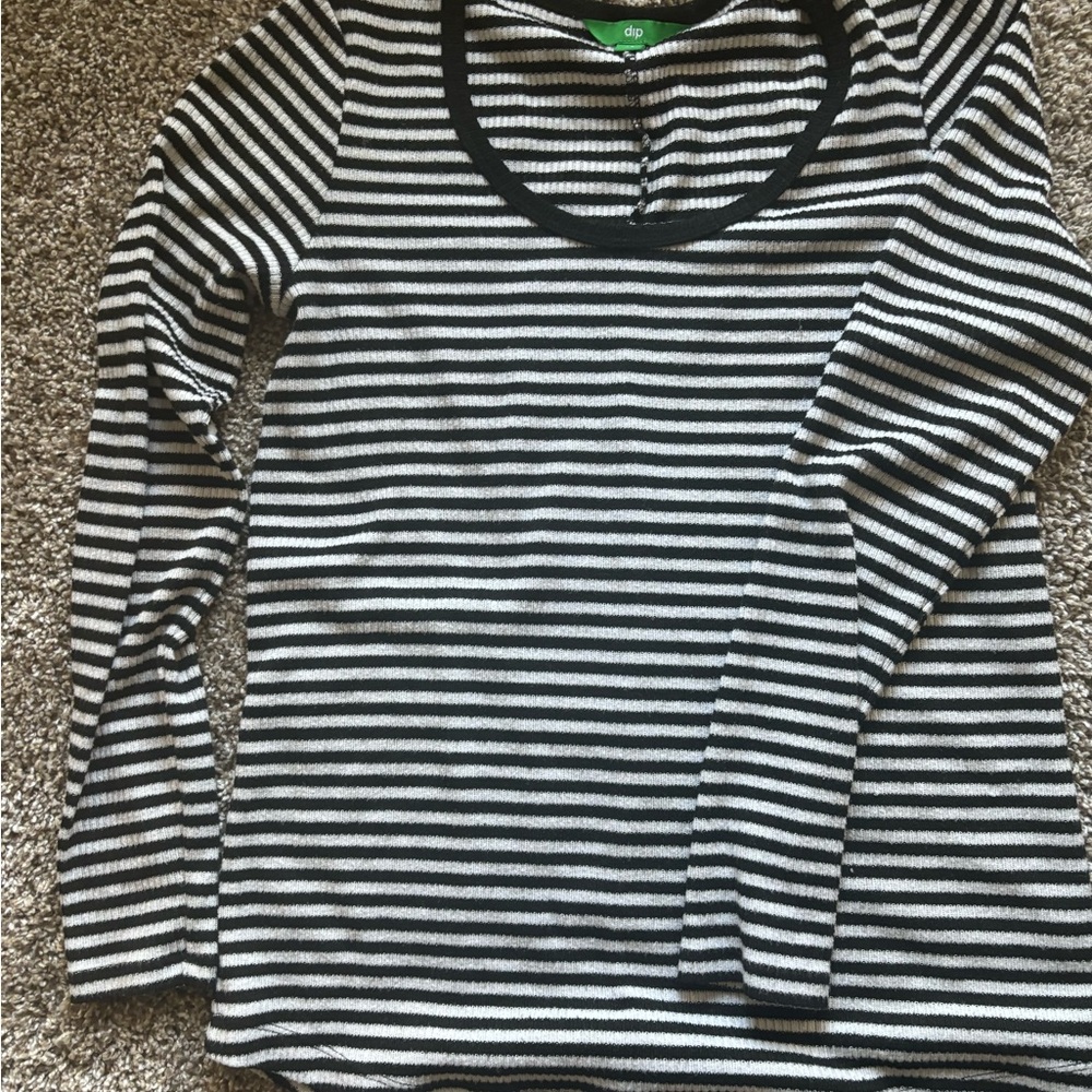 Black and White Striped Long Sleeve Top